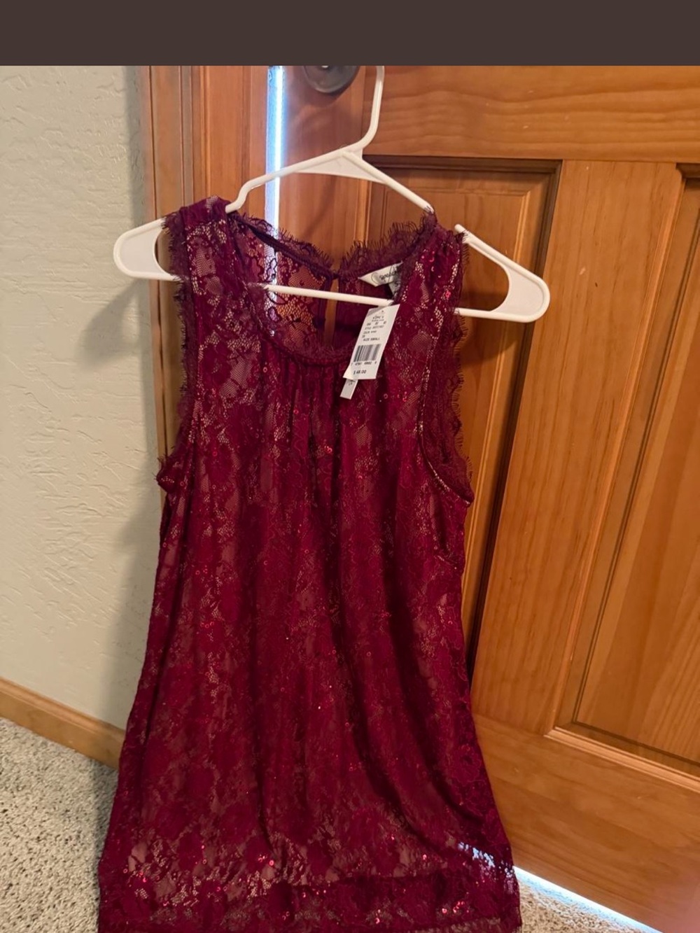 Sleeveless Lace Dress - Wine